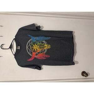 Delta Apparel Medium Gray Graphic T-Shirt with Colorful Bull Skull Design